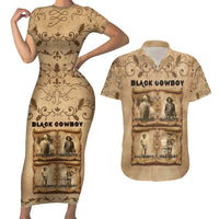 Black Cowboy Couples Matching Short Sleeve Bodycon Dress and Hawaiian Shirt Melanin Black History Western Grunge - Wonder Print Shop