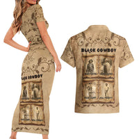 Black Cowboy Couples Matching Short Sleeve Bodycon Dress and Hawaiian Shirt Melanin Black History Western Grunge - Wonder Print Shop