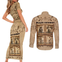 Black Cowboy Couples Matching Short Sleeve Bodycon Dress and Long Sleeve Button Shirt Melanin Black History Western Grunge - Wonder Print Shop
