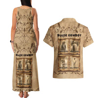 Black Cowboy Couples Matching Tank Maxi Dress and Hawaiian Shirt Melanin Black History Western Grunge - Wonder Print Shop