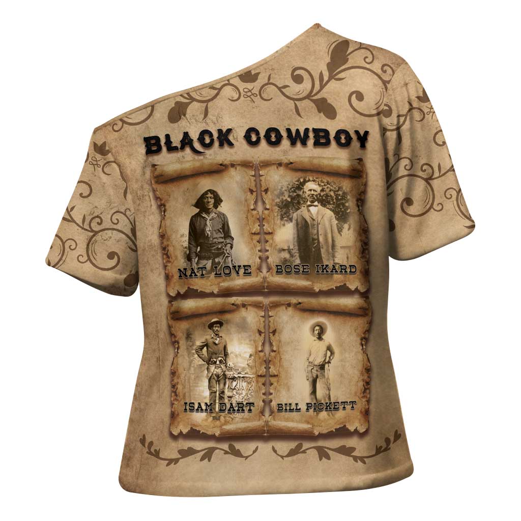 Black Cowboy Cross Shoulder Shirt Melanin Black History Western Grunge - Wonder Print Shop