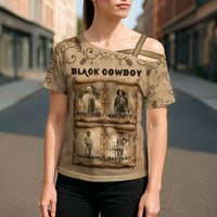 Black Cowboy Cross Shoulder Shirt Melanin Black History Western Grunge - Wonder Print Shop