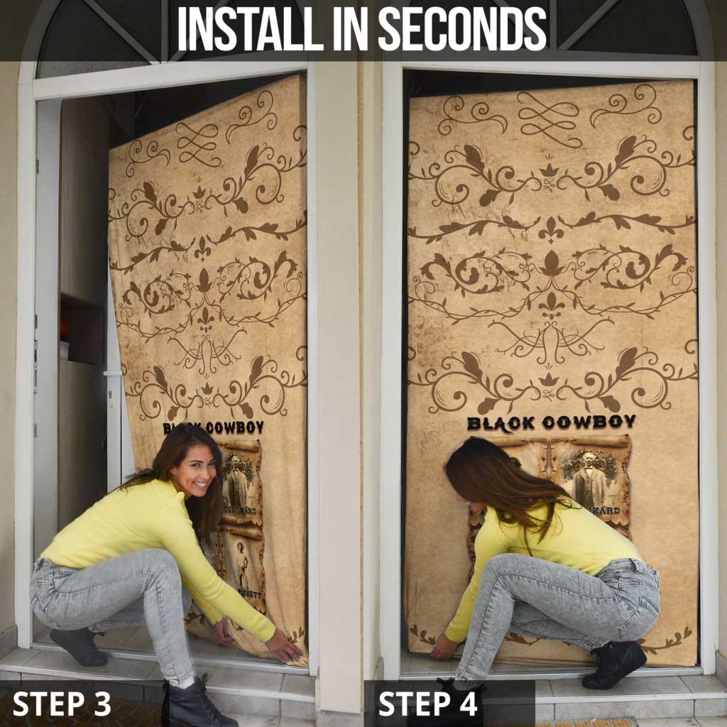 Black Cowboy Door Cover Melanin Black History Western Grunge - Wonder Print Shop