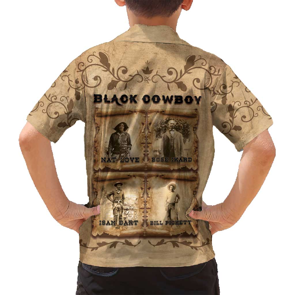 Black Cowboy Family Matching Long Sleeve Bodycon Dress and Hawaiian Shirt Melanin Black History Western Grunge - Wonder Print Shop