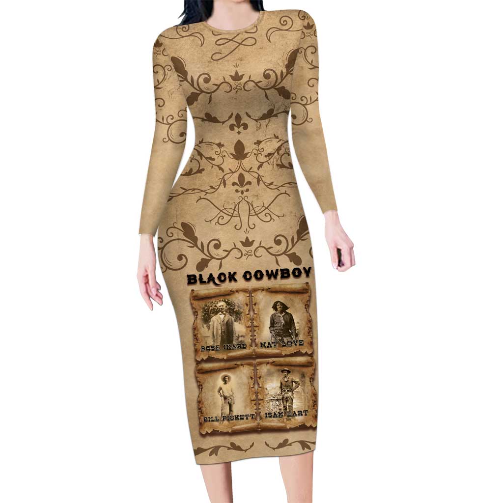 Black Cowboy Family Matching Long Sleeve Bodycon Dress and Hawaiian Shirt Melanin Black History Western Grunge - Wonder Print Shop