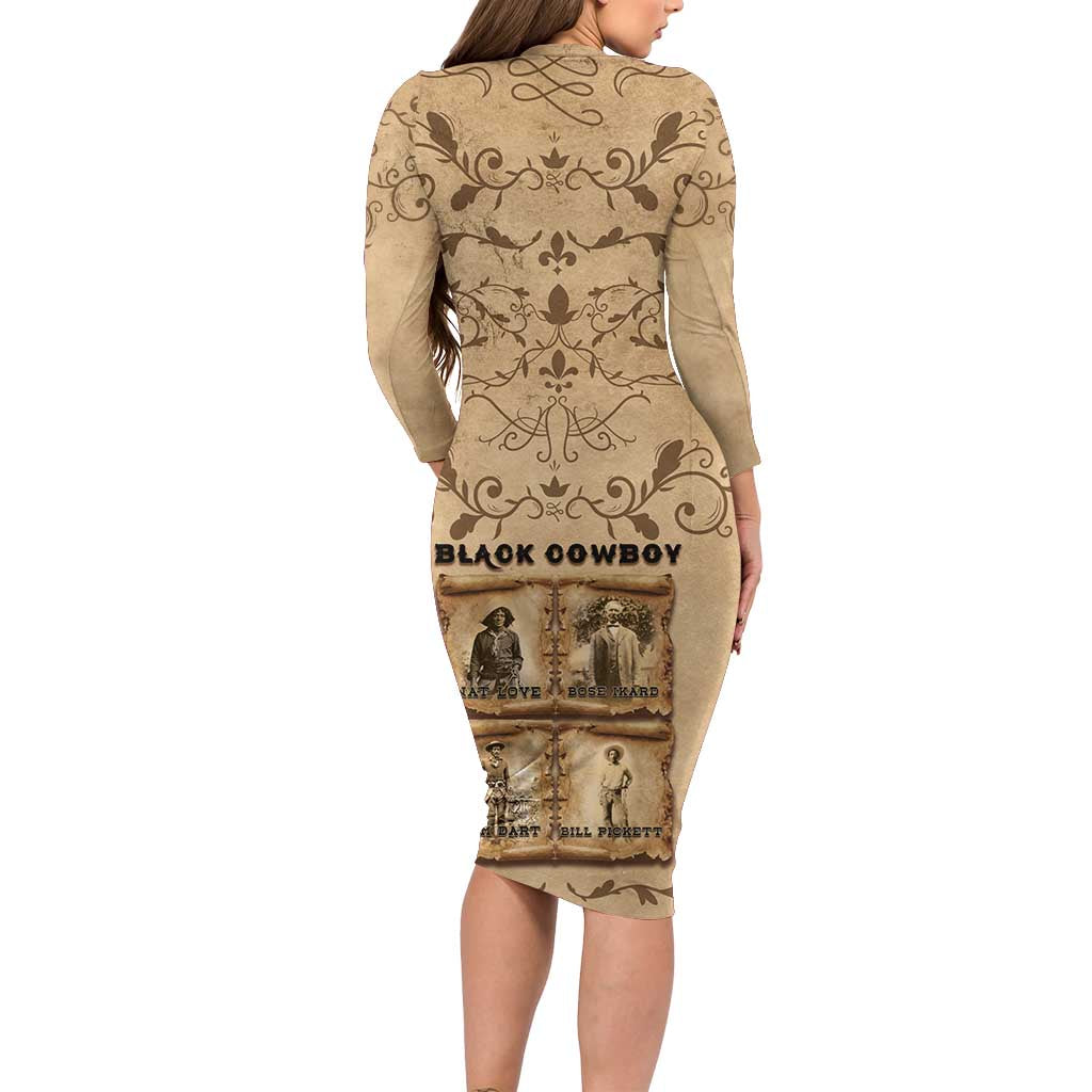 Black Cowboy Family Matching Long Sleeve Bodycon Dress and Hawaiian Shirt Melanin Black History Western Grunge - Wonder Print Shop