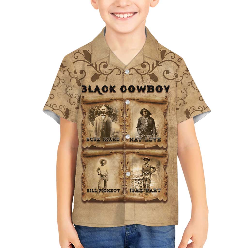 Black Cowboy Family Matching Long Sleeve Bodycon Dress and Hawaiian Shirt Melanin Black History Western Grunge - Wonder Print Shop