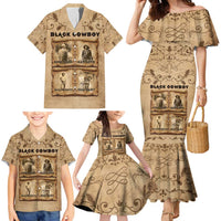 Black Cowboy Family Matching Mermaid Dress and Hawaiian Shirt Melanin Black History Western Grunge - Wonder Print Shop