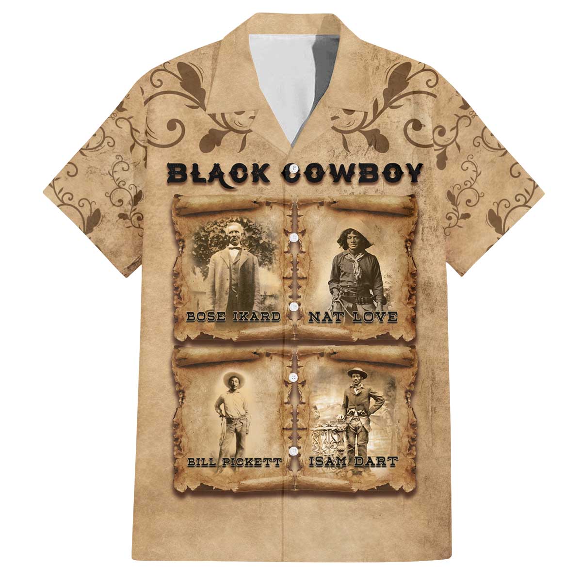 Black Cowboy Family Matching Off The Shoulder Long Sleeve Dress and Hawaiian Shirt Melanin Black History Western Grunge - Wonder Print Shop