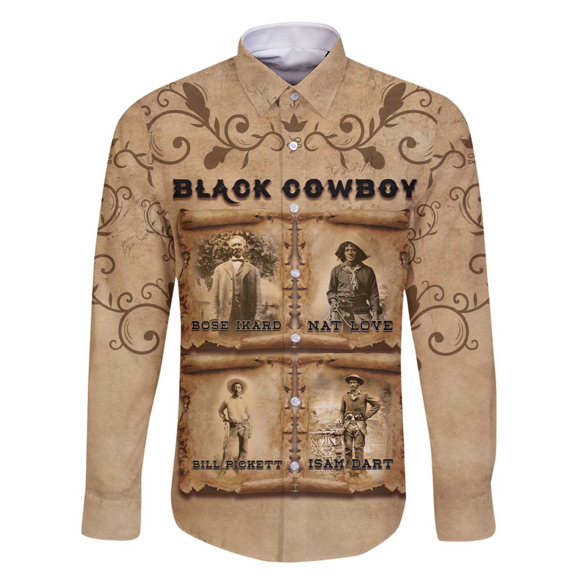 Black Cowboy Family Matching Off The Shoulder Long Sleeve Dress and Hawaiian Shirt Melanin Black History Western Grunge - Wonder Print Shop
