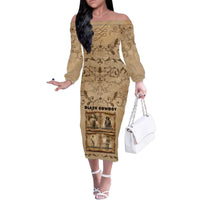 Black Cowboy Family Matching Off The Shoulder Long Sleeve Dress and Hawaiian Shirt Melanin Black History Western Grunge - Wonder Print Shop