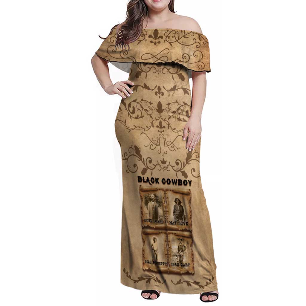 Black Cowboy Family Matching Off Shoulder Maxi Dress and Hawaiian Shirt Melanin Black History Western Grunge - Wonder Print Shop