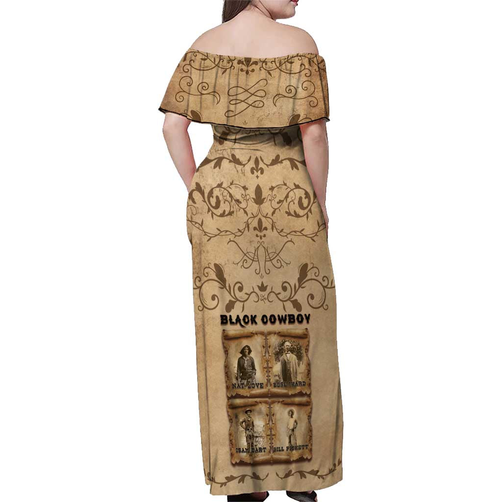 Black Cowboy Family Matching Off Shoulder Maxi Dress and Hawaiian Shirt Melanin Black History Western Grunge - Wonder Print Shop
