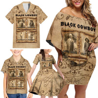 Black Cowboy Family Matching Off Shoulder Short Dress and Hawaiian Shirt Melanin Black History Western Grunge - Wonder Print Shop