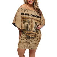 Black Cowboy Family Matching Off Shoulder Short Dress and Hawaiian Shirt Melanin Black History Western Grunge - Wonder Print Shop