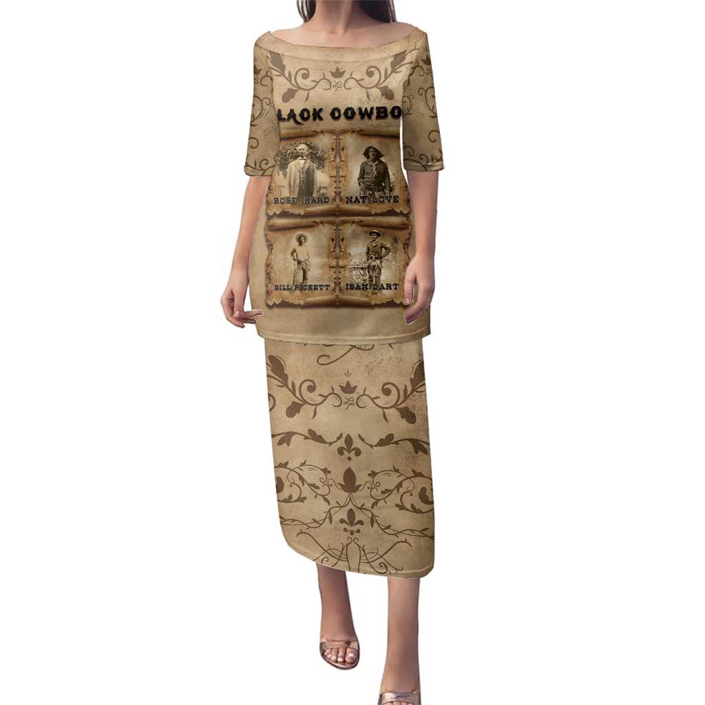 Black Cowboy Family Matching Puletasi and Hawaiian Shirt Melanin Black History Western Grunge - Wonder Print Shop