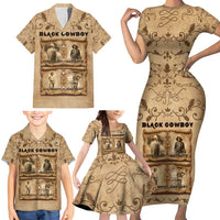 Black Cowboy Family Matching Short Sleeve Bodycon Dress and Hawaiian Shirt Melanin Black History Western Grunge - Wonder Print Shop