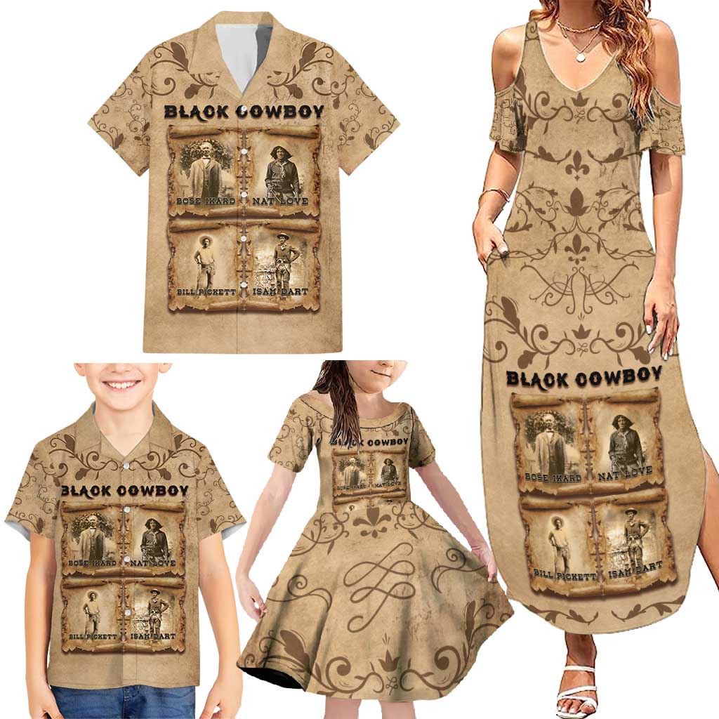 Black Cowboy Family Matching Summer Maxi Dress and Hawaiian Shirt Melanin Black History Western Grunge - Wonder Print Shop