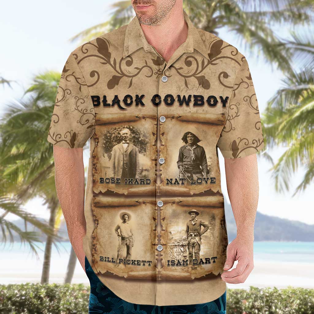 Black Cowboy Hawaiian Shirt Melanin Black History Western Grunge - Wonder Print Shop