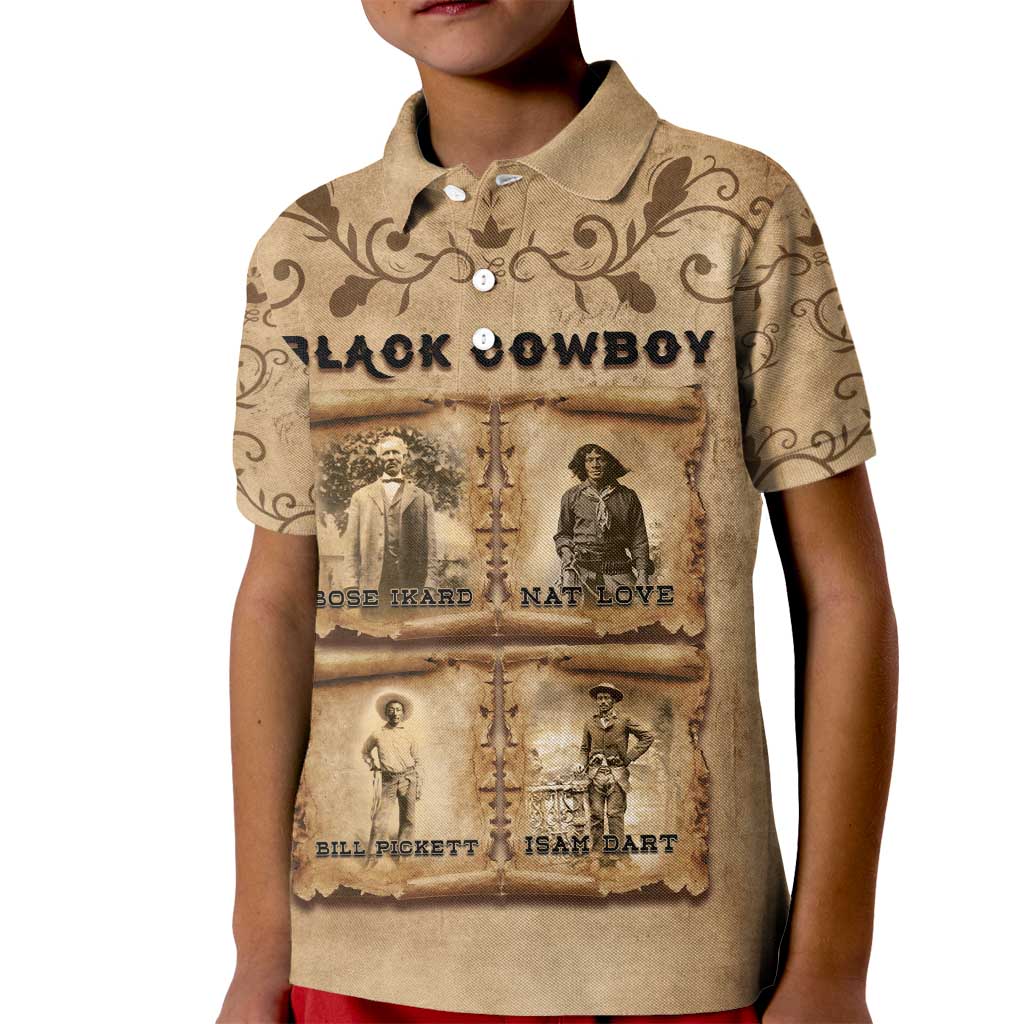 Black Cowboy Kid Polo Shirt Melanin Black History Western Grunge - Wonder Print Shop