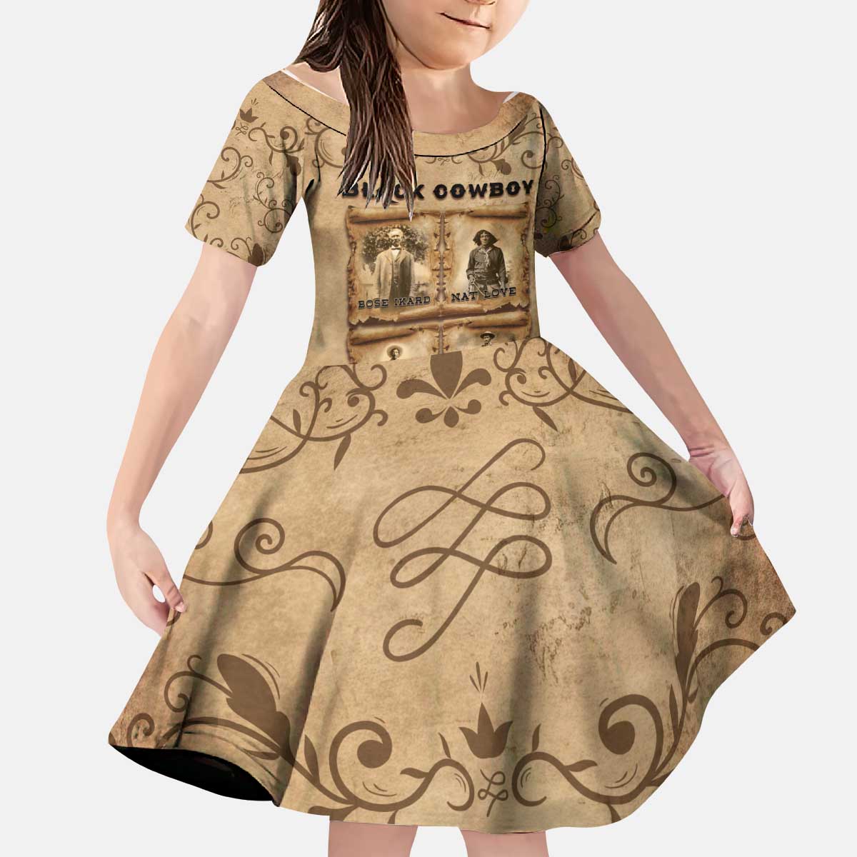 Black Cowboy Kid Short Sleeve Dress Melanin Black History Western Grunge - Wonder Print Shop
