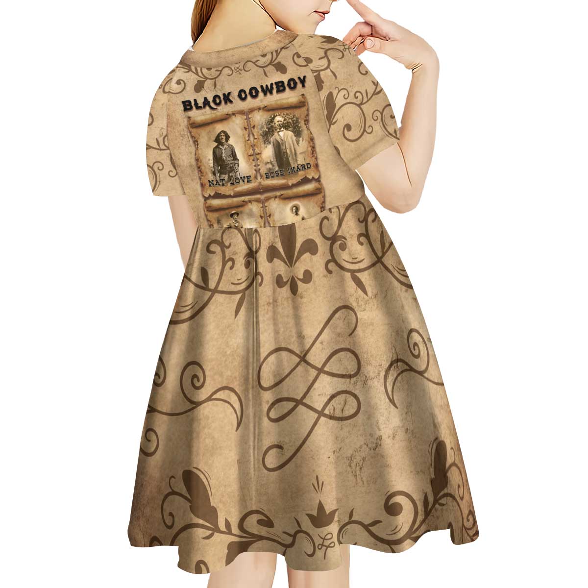 Black Cowboy Kid Short Sleeve Dress Melanin Black History Western Grunge - Wonder Print Shop