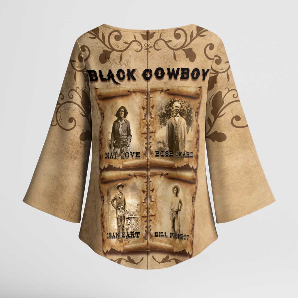 Black Cowboy Kimono Sleeve Blouse Melanin Black History Western Grunge - Wonder Print Shop
