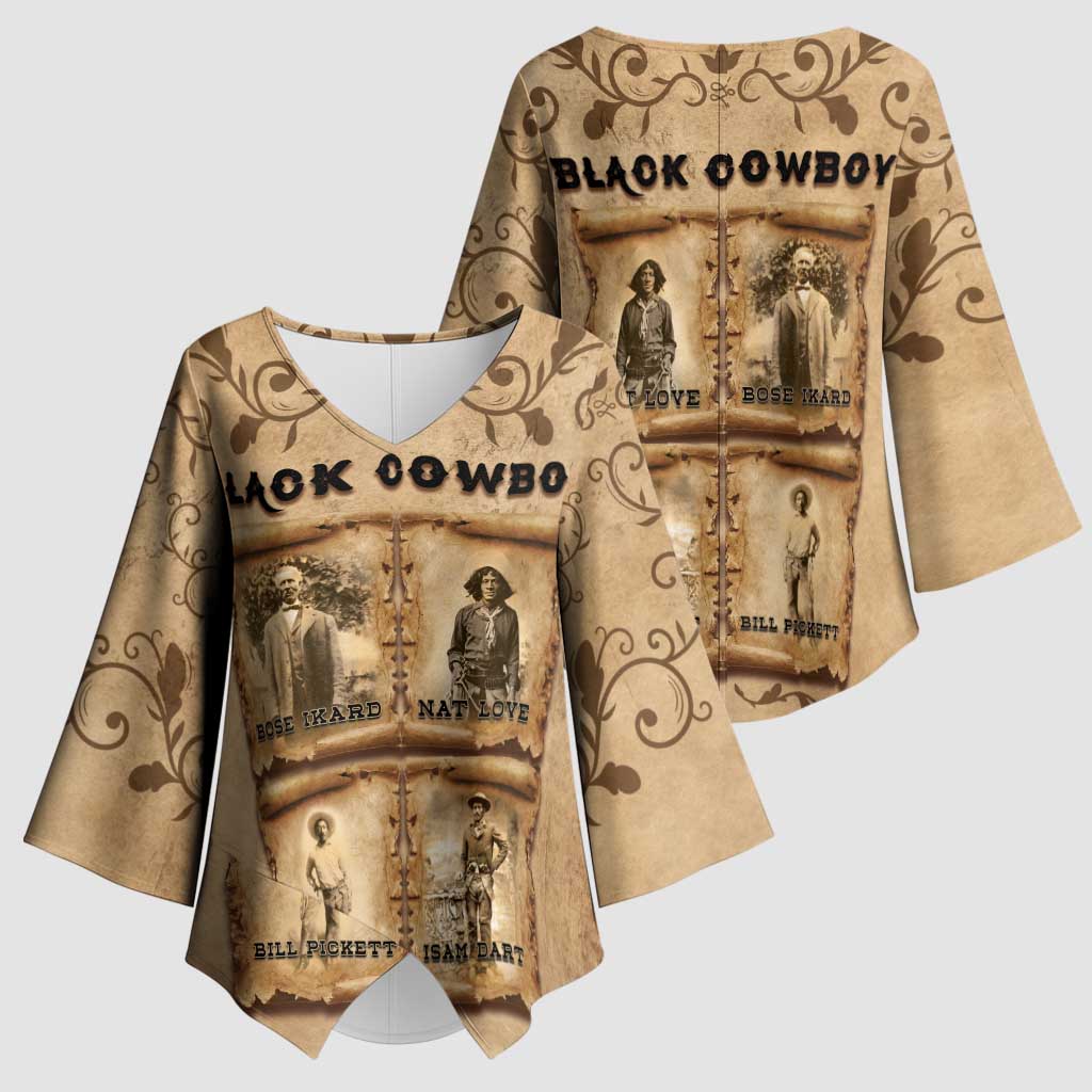 Black Cowboy Kimono Sleeve Blouse Melanin Black History Western Grunge - Wonder Print Shop