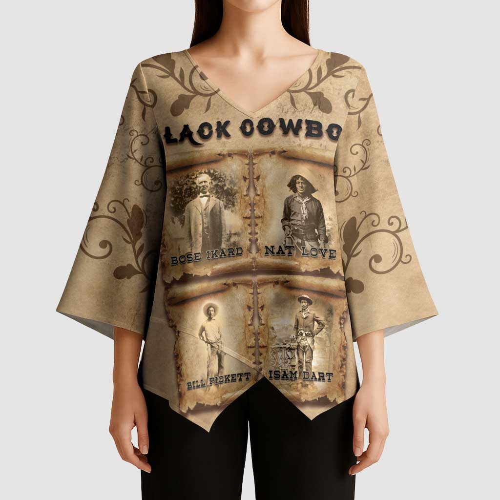 Black Cowboy Kimono Sleeve Blouse Melanin Black History Western Grunge - Wonder Print Shop