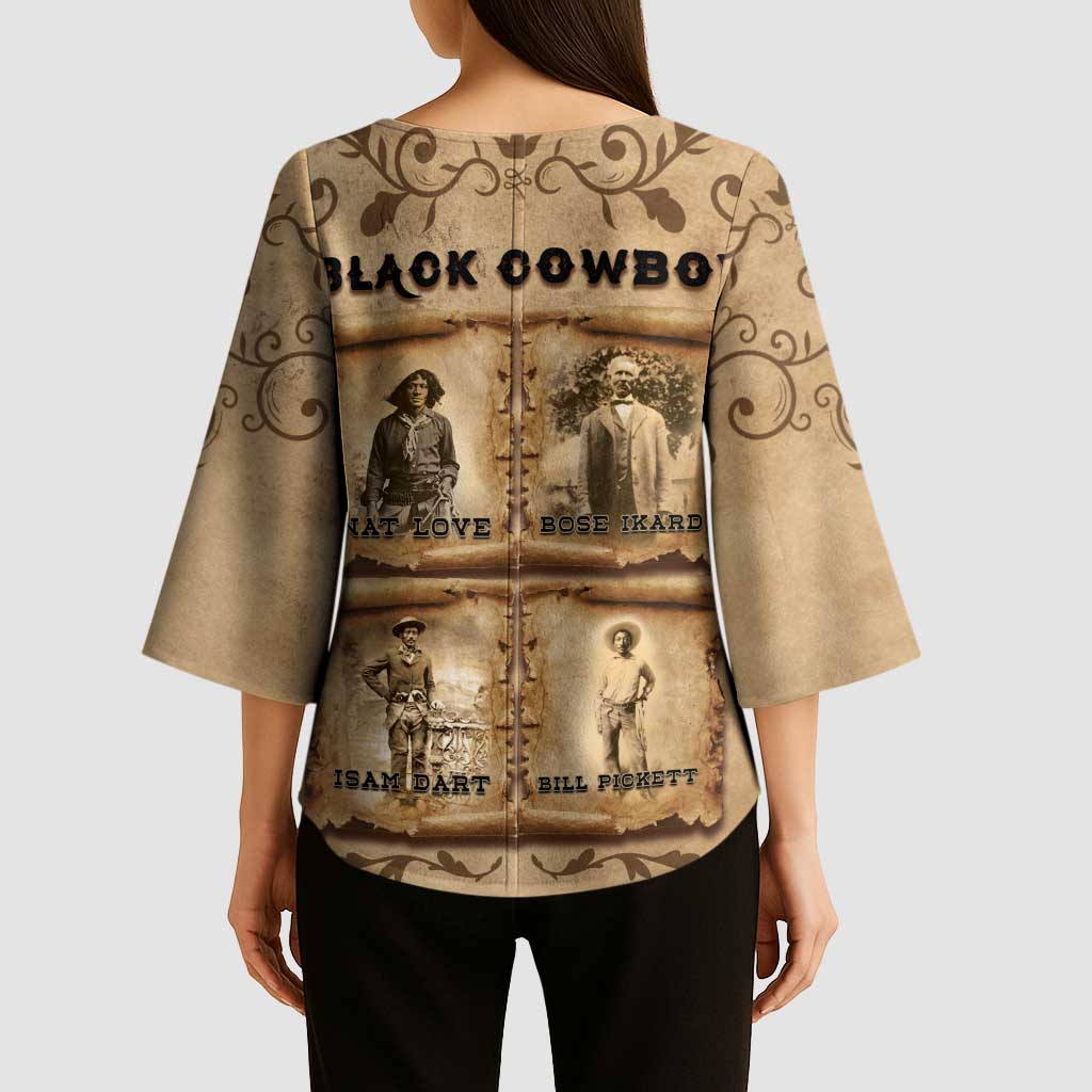 Black Cowboy Kimono Sleeve Blouse Melanin Black History Western Grunge - Wonder Print Shop