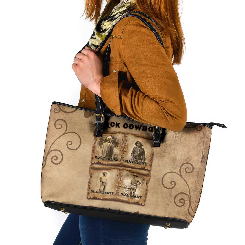 Black Cowboy Leather Tote Bag Melanin Black History Western Grunge - Wonder Print Shop