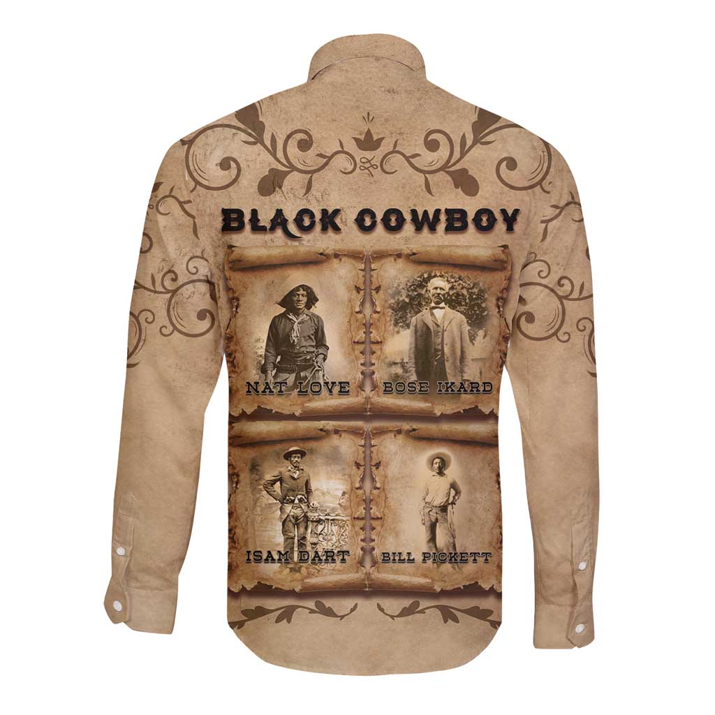 Black Cowboy Long Sleeve Button Shirt Melanin Black History Western Grunge - Wonder Print Shop