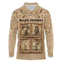 Black Cowboy Long Sleeve Polo Shirt Melanin Black History Western Grunge - Wonder Print Shop