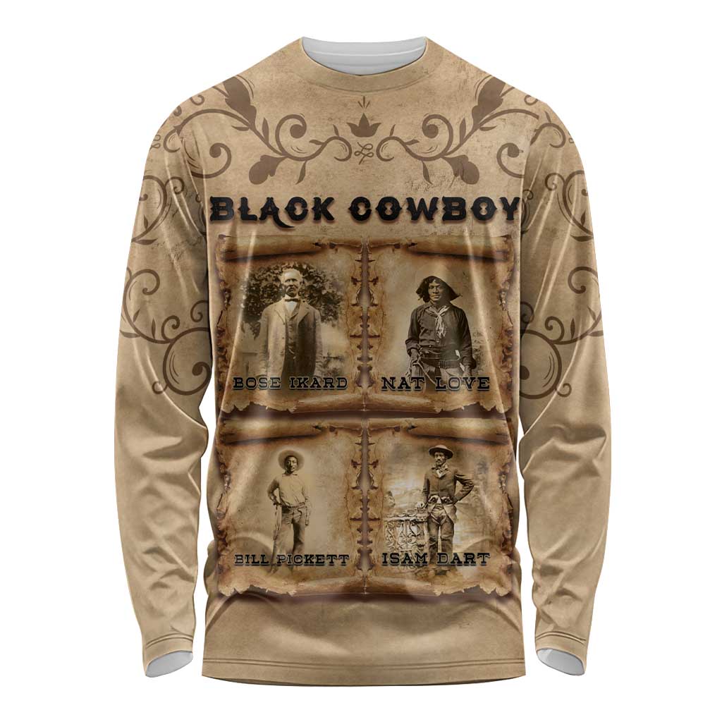 Black Cowboy Long Sleeve Shirt Melanin Black History Western Grunge - Wonder Print Shop