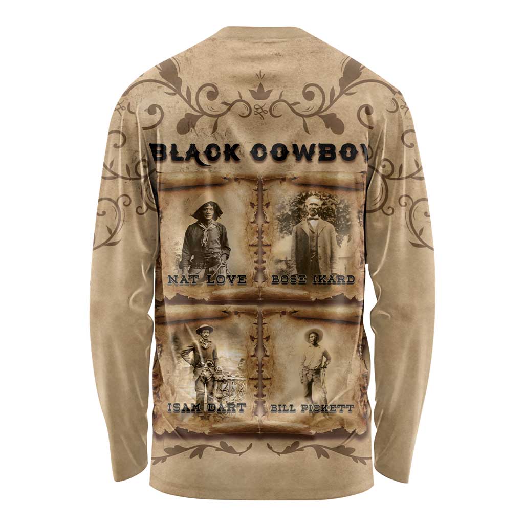 Black Cowboy Long Sleeve Shirt Melanin Black History Western Grunge - Wonder Print Shop