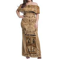 Black Cowboy Off Shoulder Maxi Dress Melanin Black History Western Grunge - Wonder Print Shop