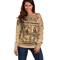 Black Cowboy Off Shoulder Sweater Melanin Black History Western Grunge - Wonder Print Shop