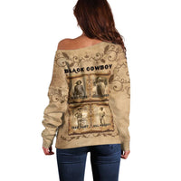 Black Cowboy Off Shoulder Sweater Melanin Black History Western Grunge - Wonder Print Shop