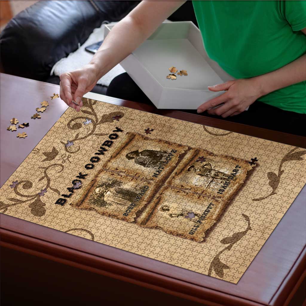 Black Cowboy Puzzle Melanin Black History Western Grunge - Wonder Print Shop