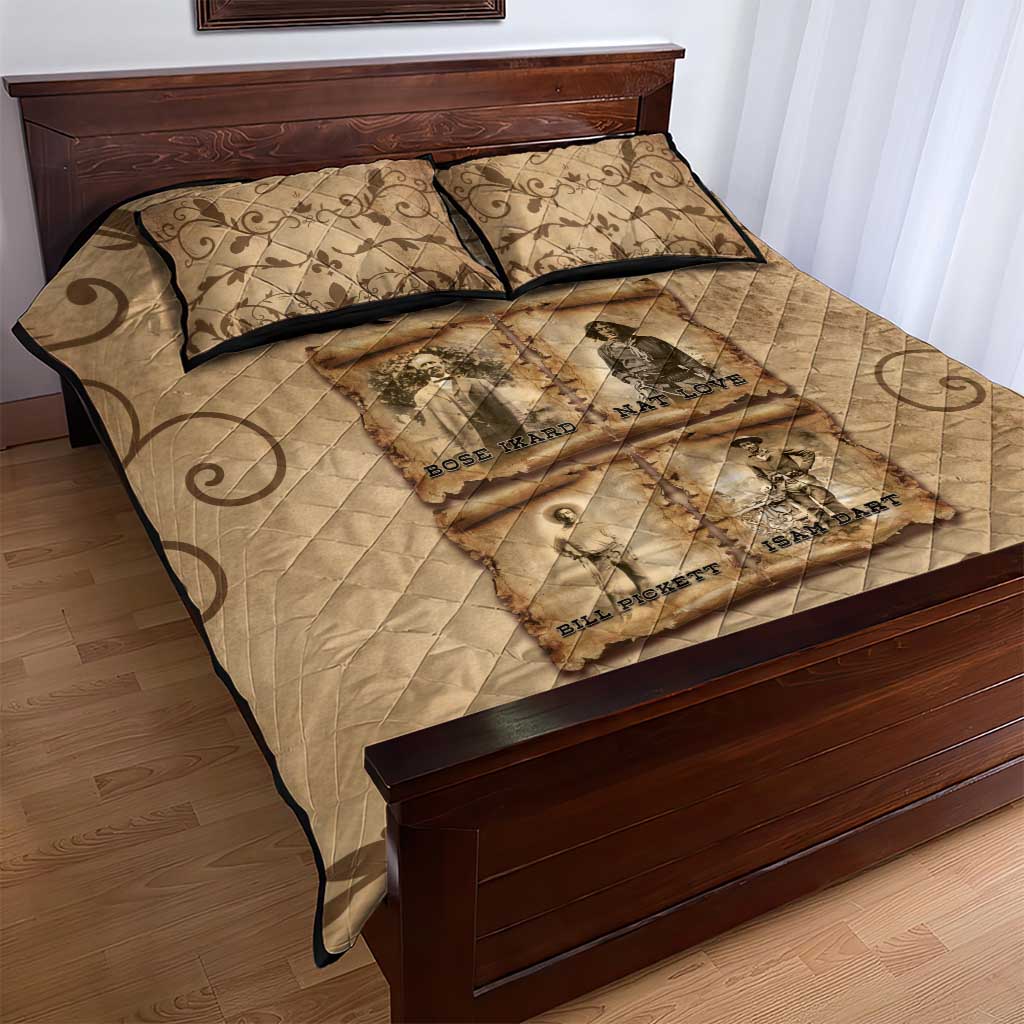 Black Cowboy Quilt Bed Set Melanin Black History Western Grunge - Wonder Print Shop