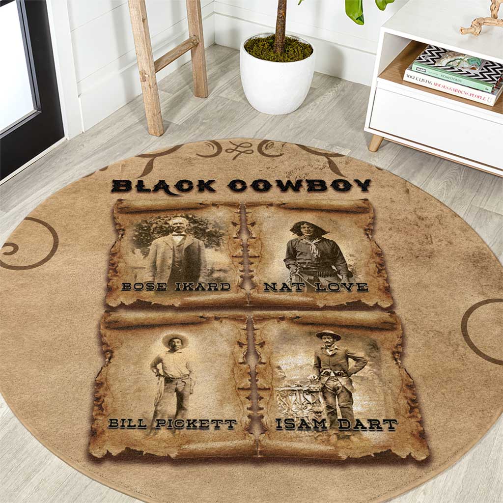 Black Cowboy Round Carpet Melanin Black History Western Grunge - Wonder Print Shop