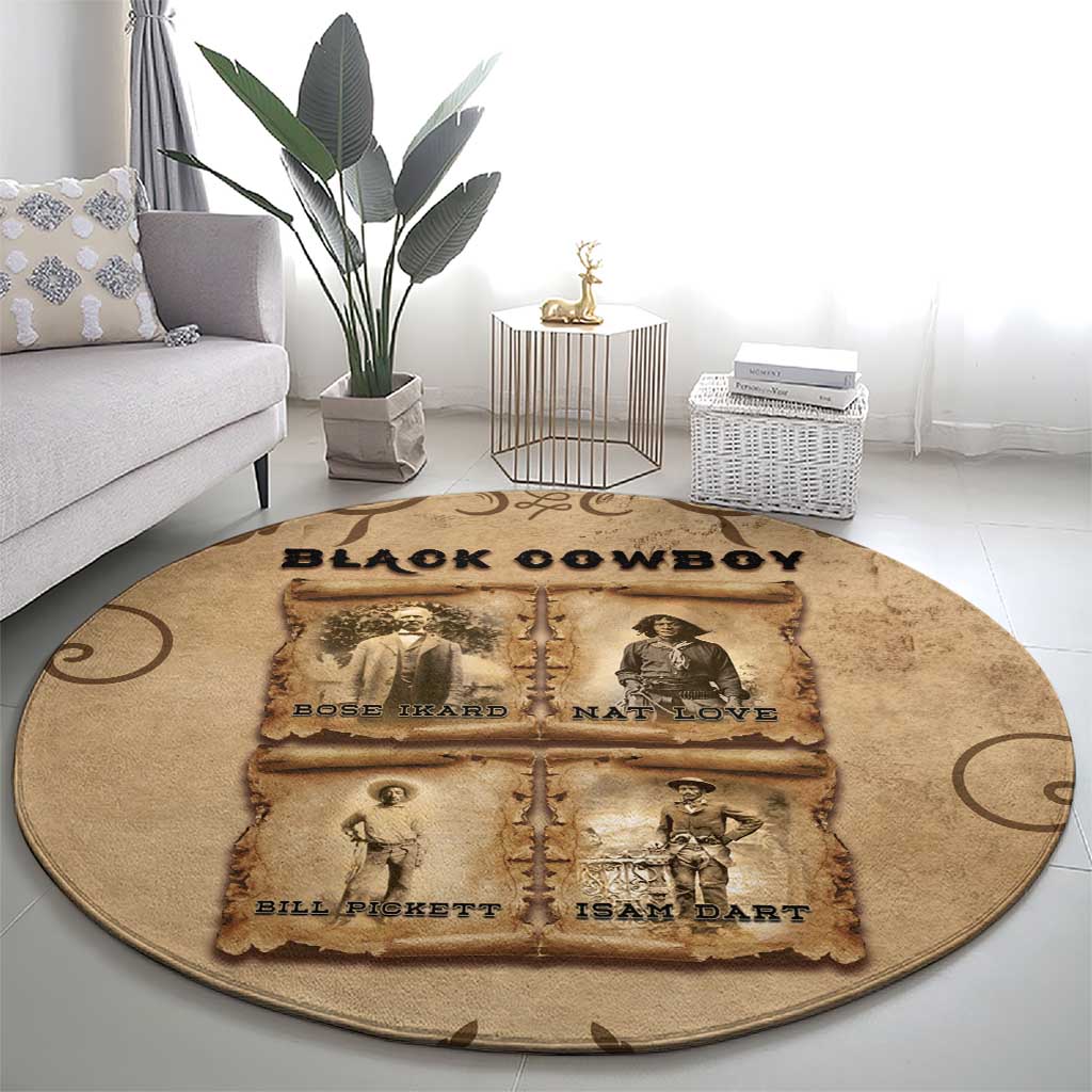 Black Cowboy Round Carpet Melanin Black History Western Grunge - Wonder Print Shop