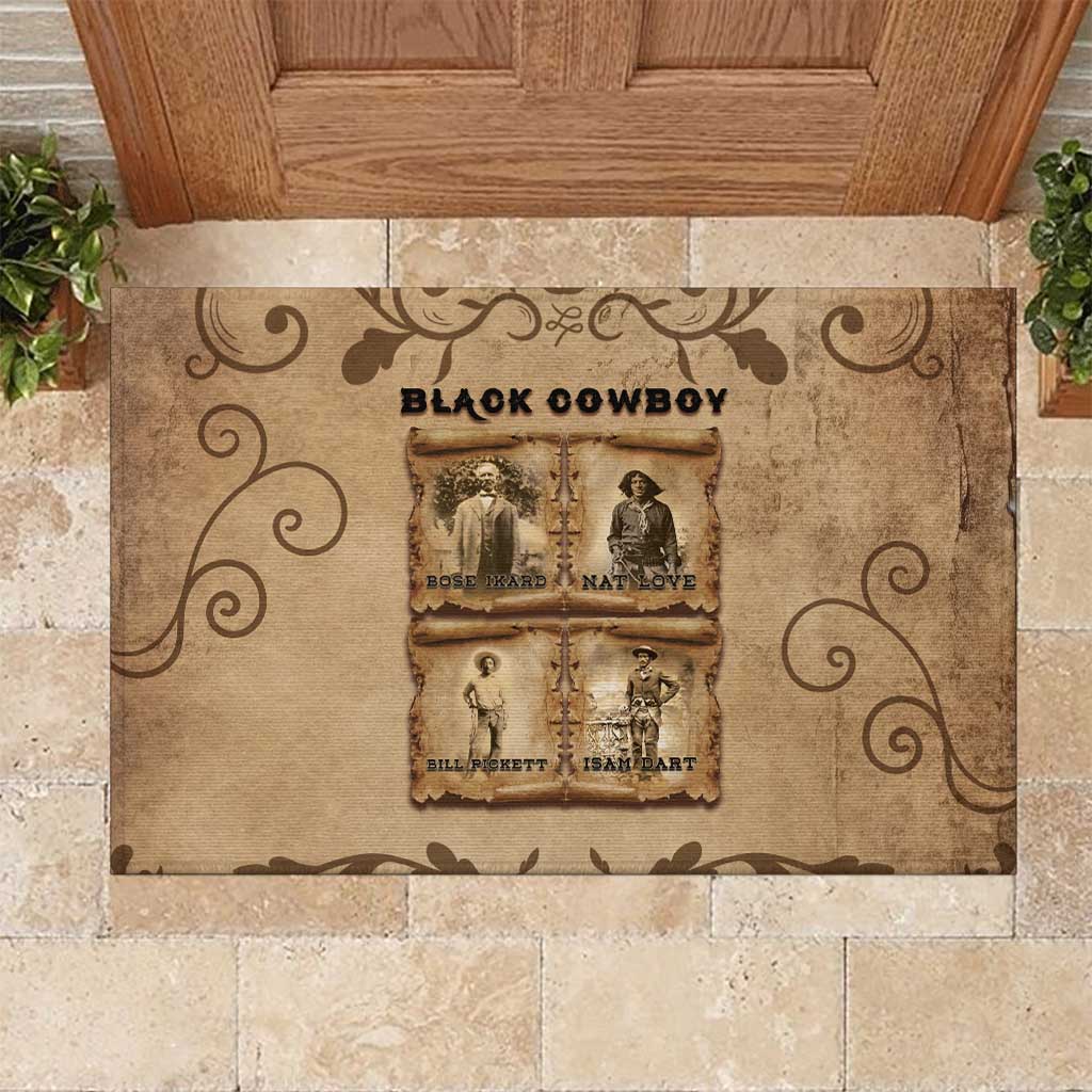 Black Cowboy Rubber Doormat Melanin Black History Western Grunge - Wonder Print Shop