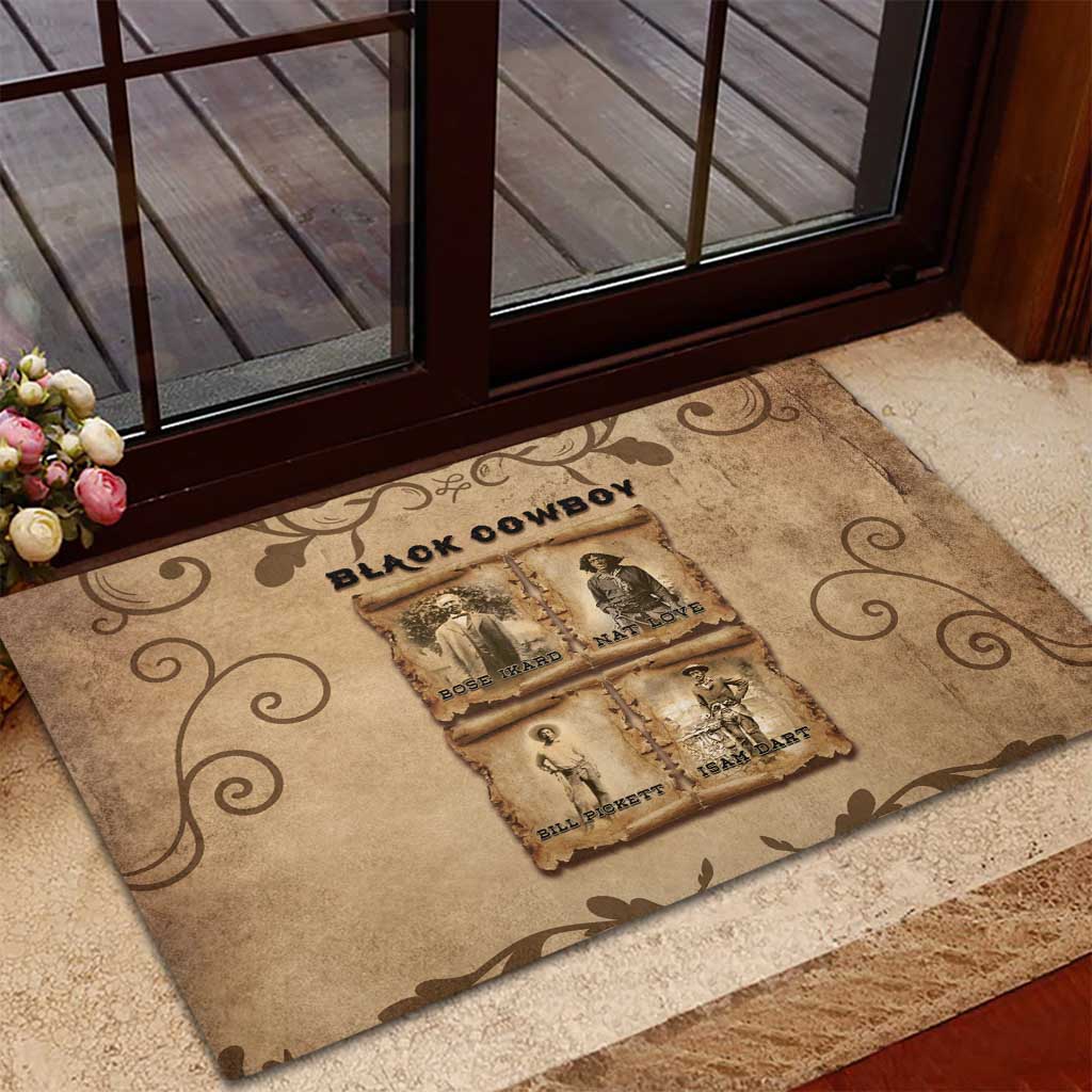 Black Cowboy Rubber Doormat Melanin Black History Western Grunge - Wonder Print Shop