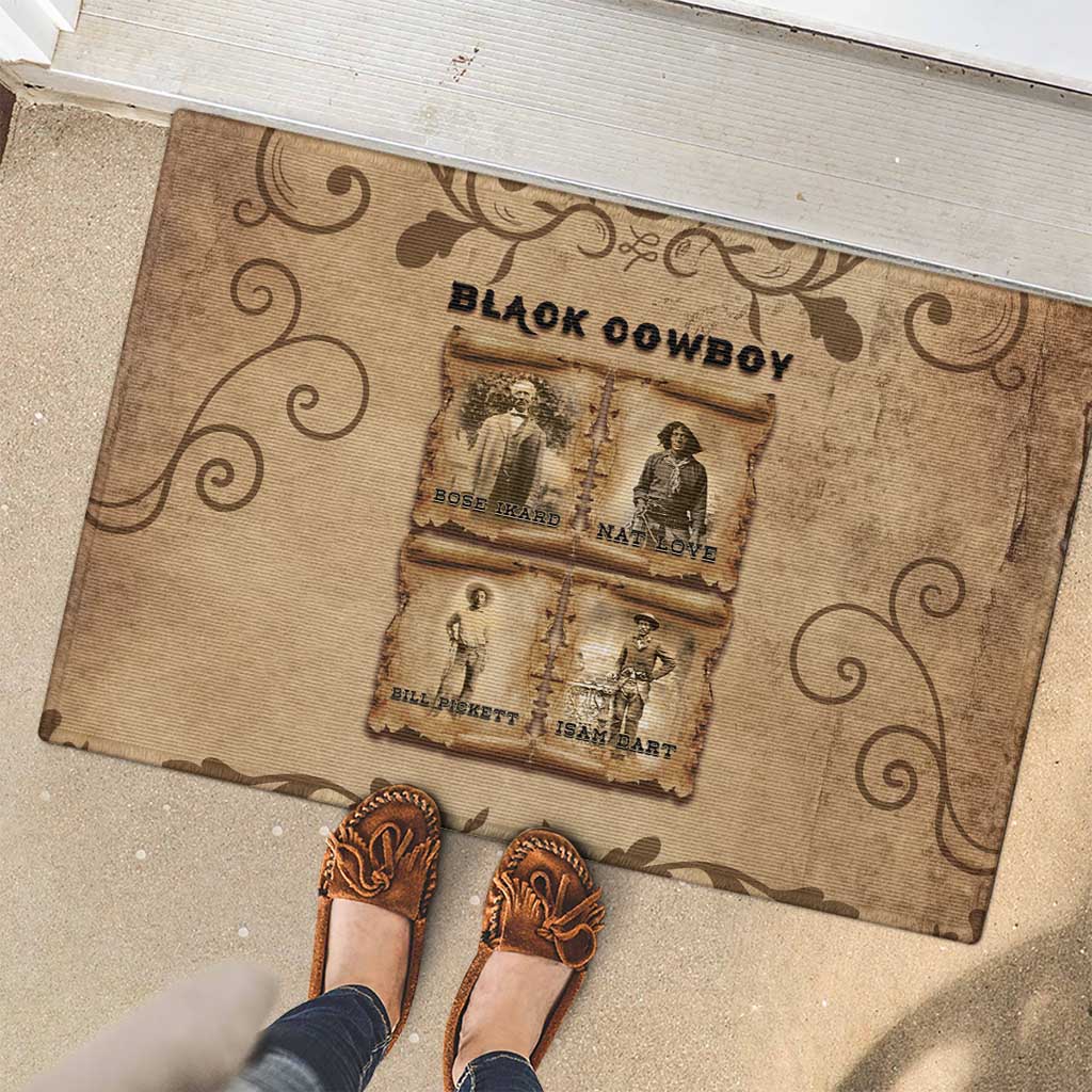 Black Cowboy Rubber Doormat Melanin Black History Western Grunge - Wonder Print Shop