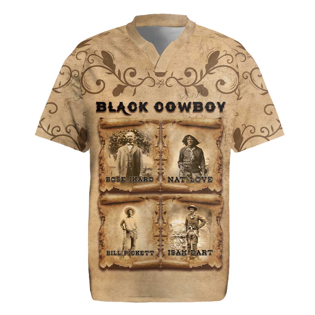 Black Cowboy Rugby Jersey Melanin Black History Western Grunge - Wonder Print Shop