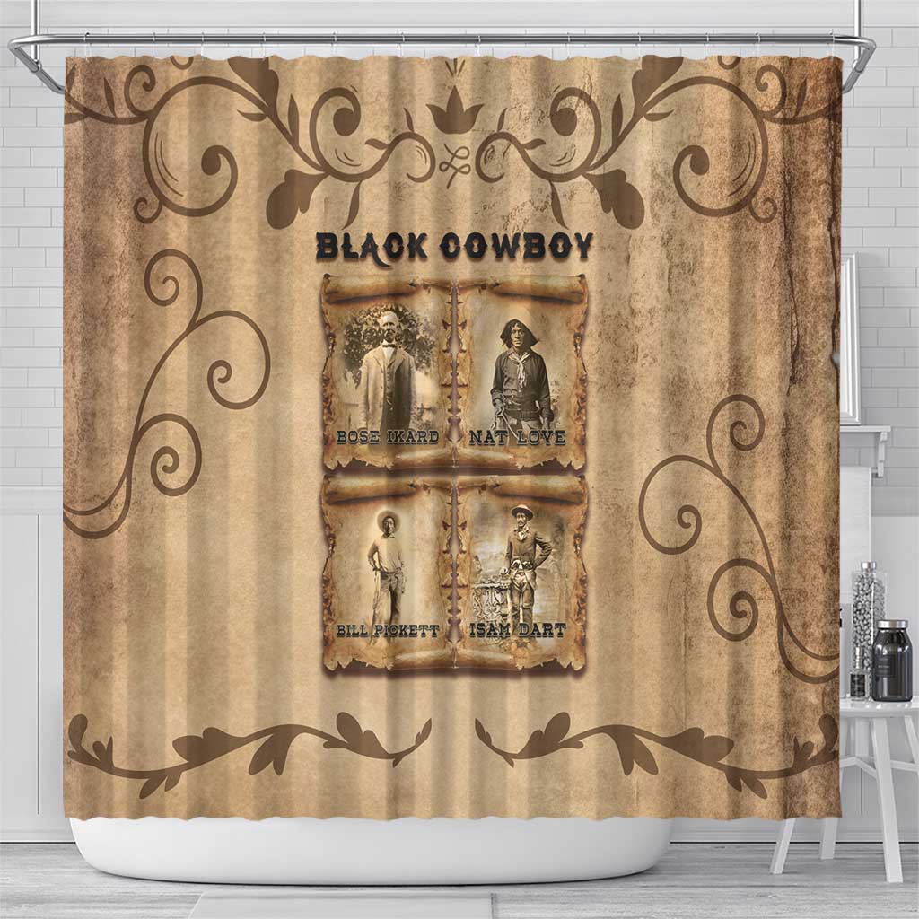 Black Cowboy Shower Curtain Melanin Black History Western Grunge - Wonder Print Shop