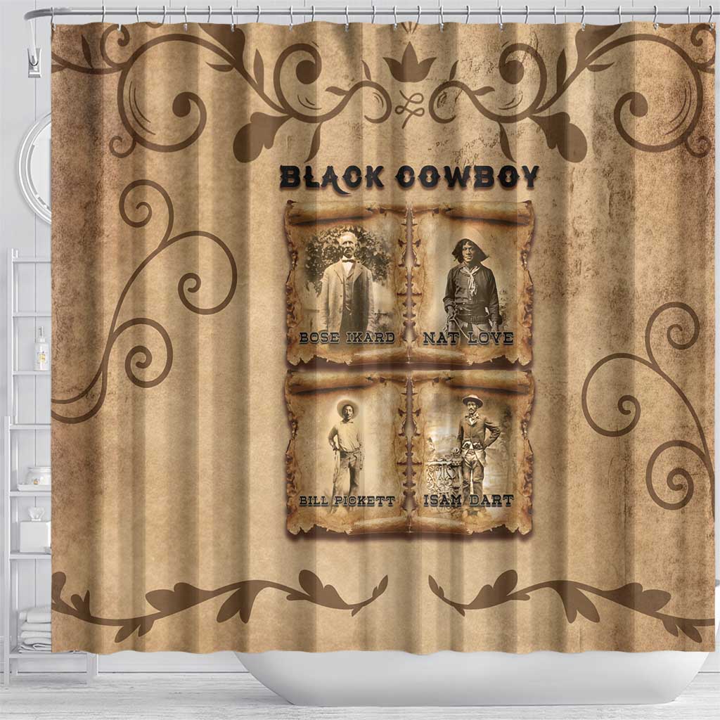 Black Cowboy Shower Curtain Melanin Black History Western Grunge - Wonder Print Shop