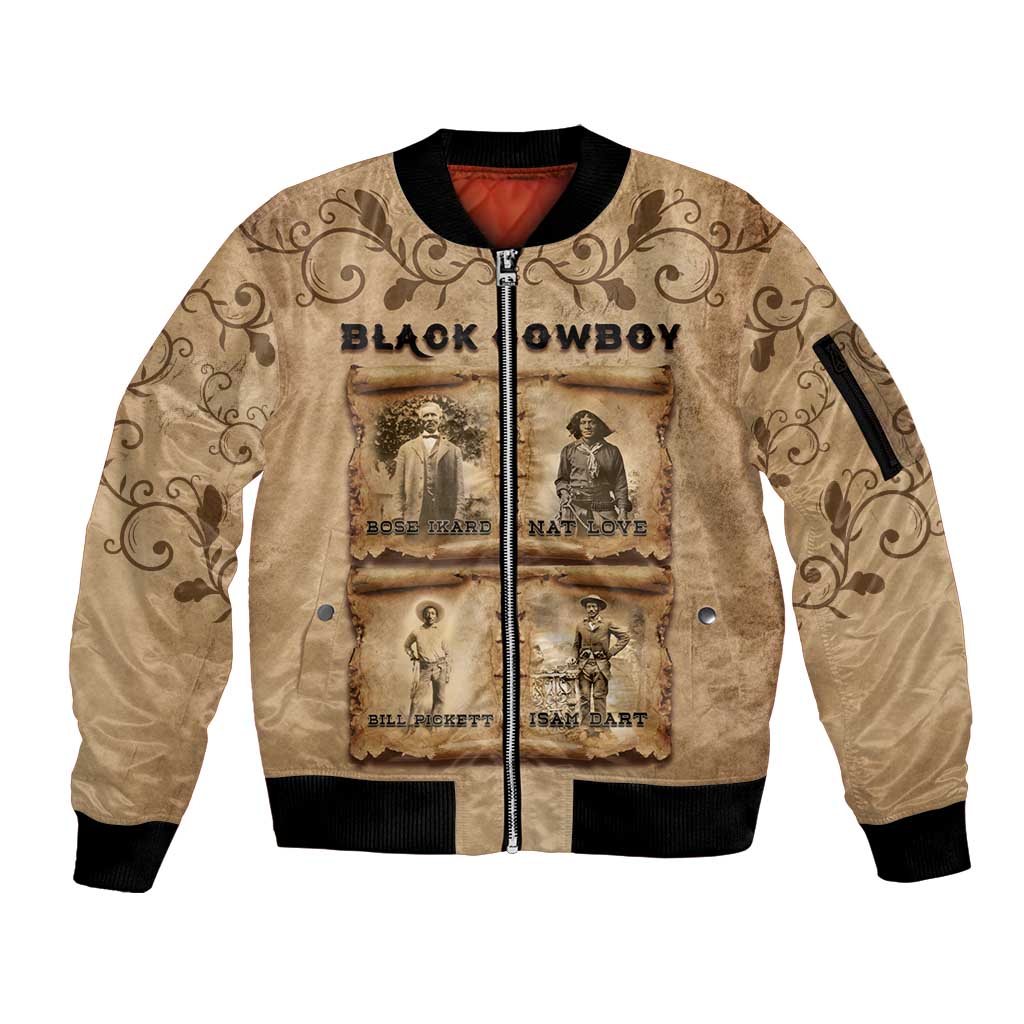 Black Cowboy Sleeve Zip Bomber Jacket Melanin Black History Western Grunge - Wonder Print Shop