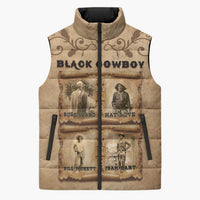 Black Cowboy Sleeveless Puffer Jacket Melanin Black History Western Grunge - Wonder Print Shop